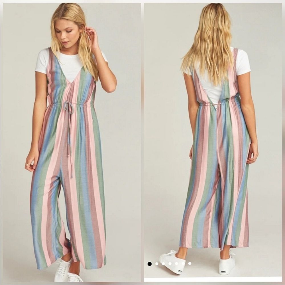 Show Me Your MuMu Retro Vibe Wide Leg Low Neck Open Back Jumpsuit (Size: Small)